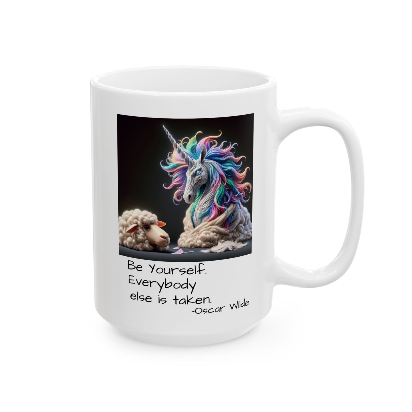 – Be Yourself Inspirational Mug – Rainbow Unicorn Mug – Oscar Wilde Quote – Motivational Mug