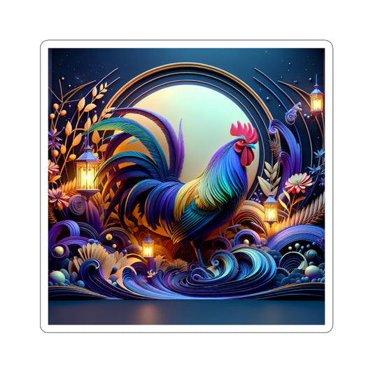 Colorful Rooster Kiss-Cut Stickers for Home Decor, Laptop, Phone, Gifts, Scrapbooking