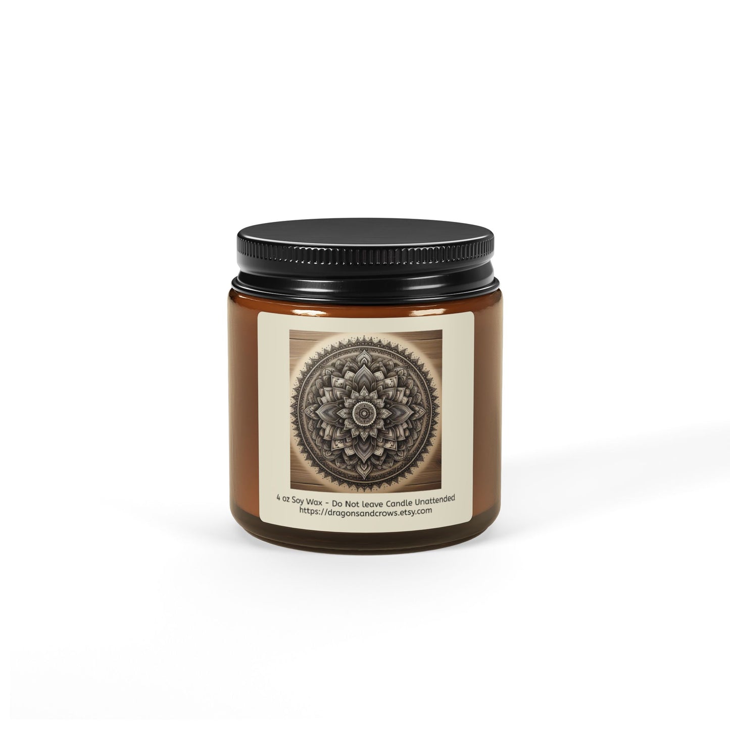 Mandala Themed Scented Soy Candle - Relaxing Aromatherapy in Amber Jar