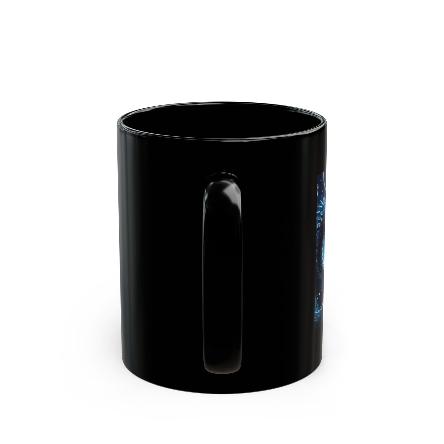 Mystical Black Coffee Mug, Fantasy Dragon & Raven Design, Witchcraft Gift, Midnight Vibes, Halloween Décor, Unique Coffee Lover Mug