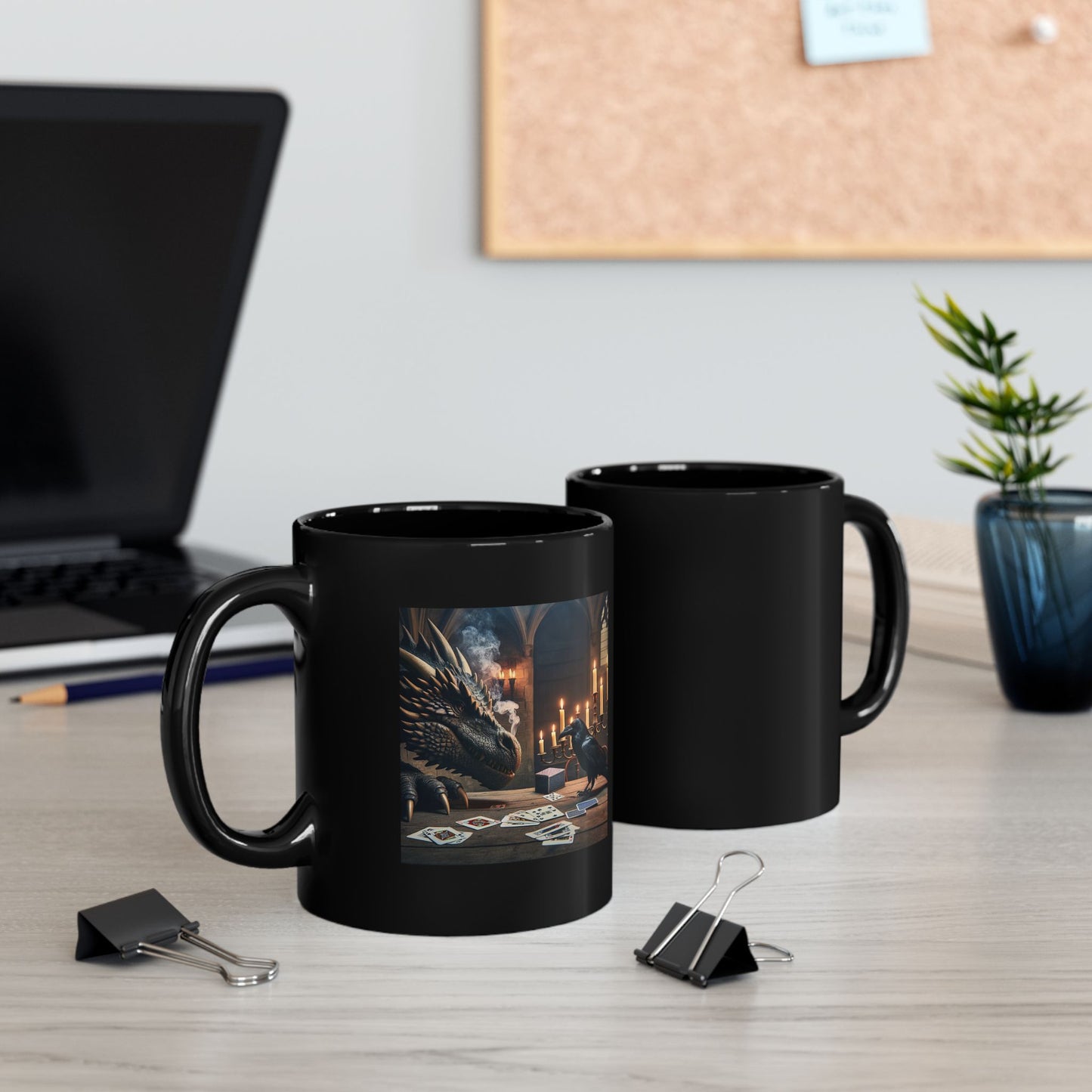 Fantasy Dragon Coffee Mug, 11oz Black Ceramic Mug, Dragon Lovers Gift, Wizarding Decor, Cozy Home Essentials
