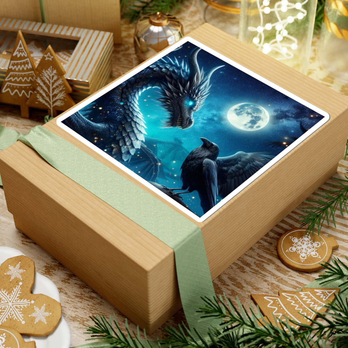 Fantasy dragon Kiss-cut Stickers - Mystical Art, Laptop Decals, Magical Decor, Gift for Fantasy Lovers, Artistic Wall Stickers