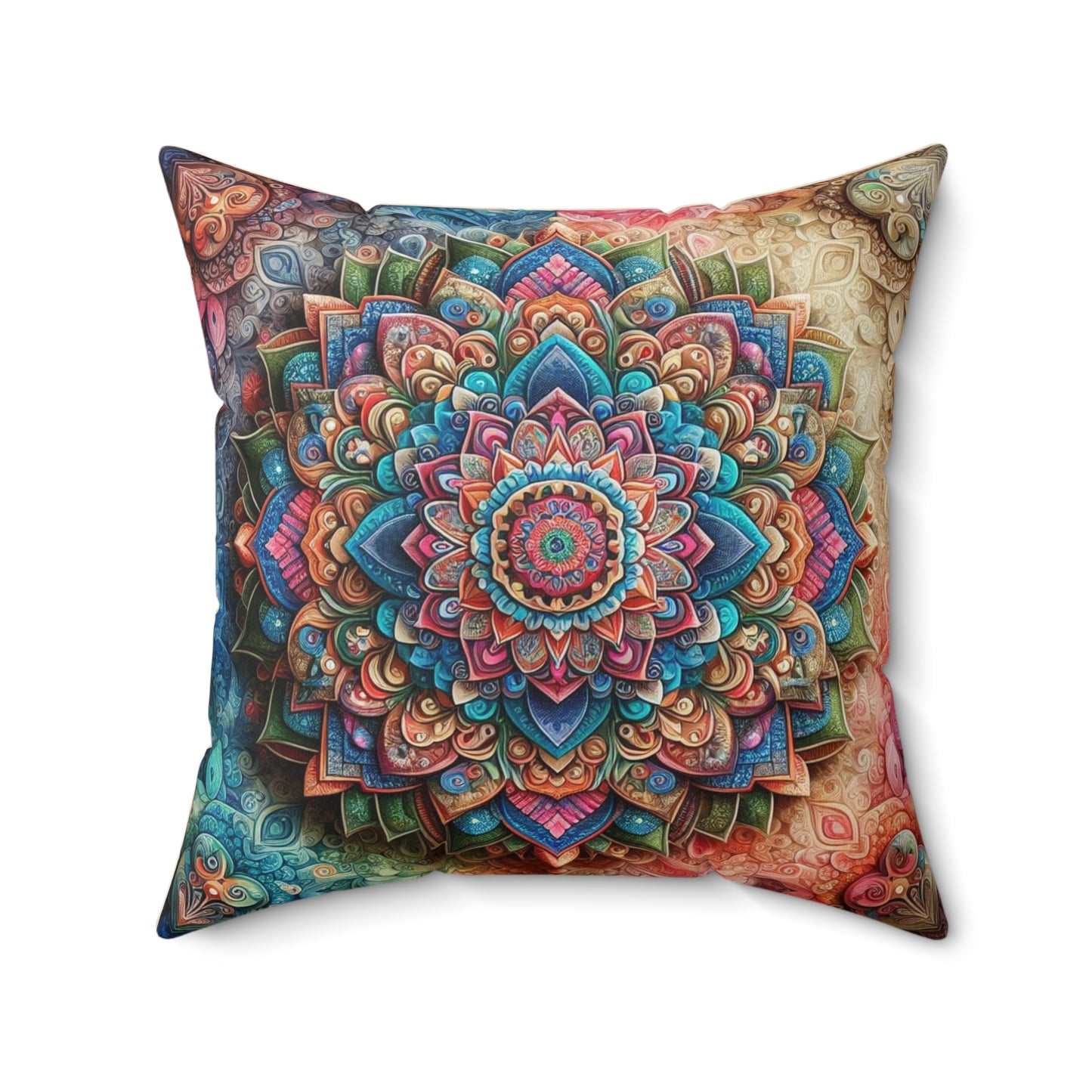 Mandala Design Spun Polyester Square Pillow - Bohemian Home Decor
