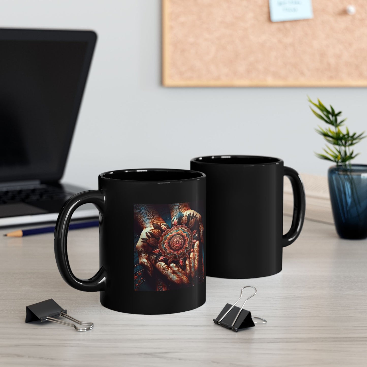 Artistic Black Coffee Mug for Mindfulness and Relaxation, Inspirational Mug, Gift for Tea Lovers, Home Décor, Unique Art Design