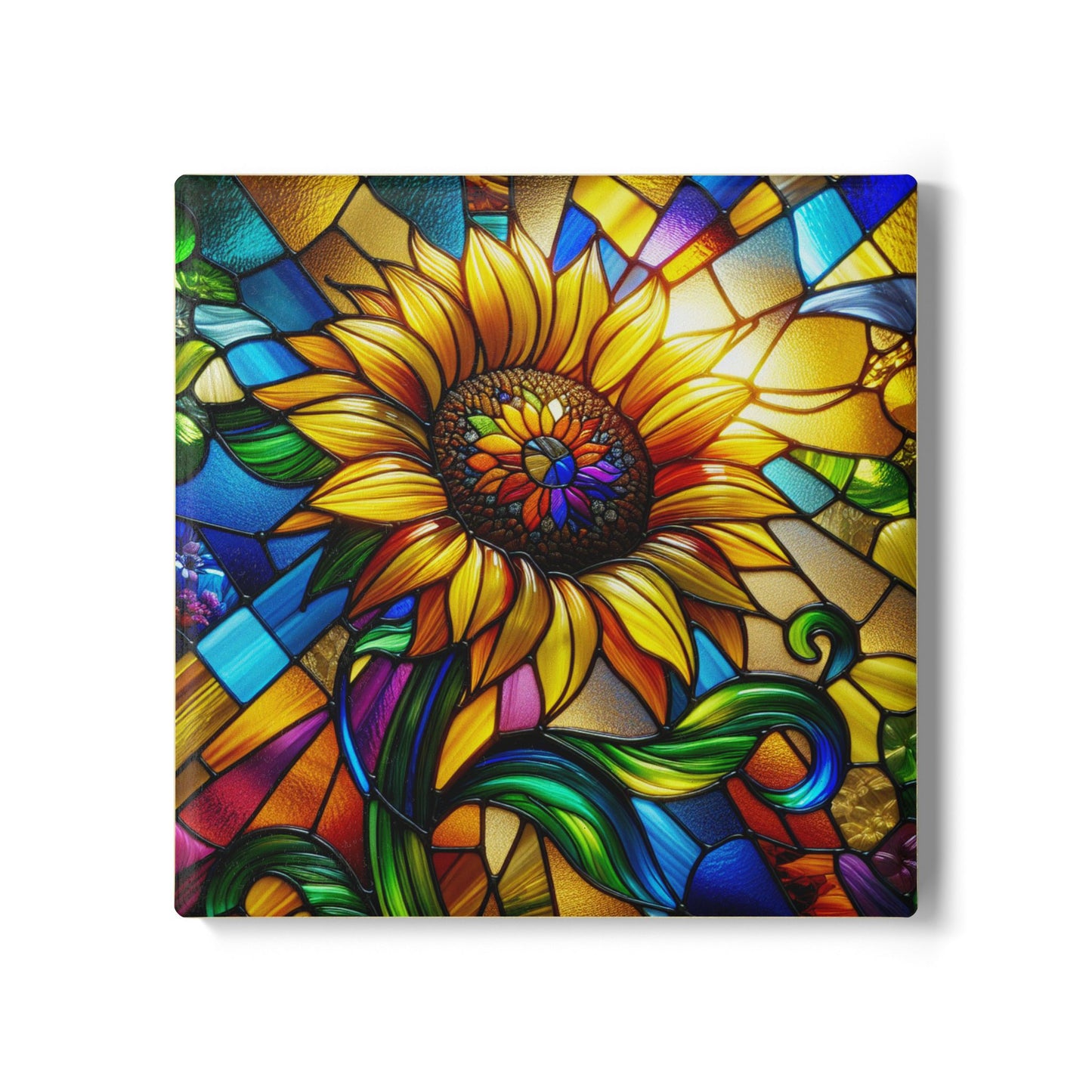 Stained Glass Sunflower Ceramic Coaster