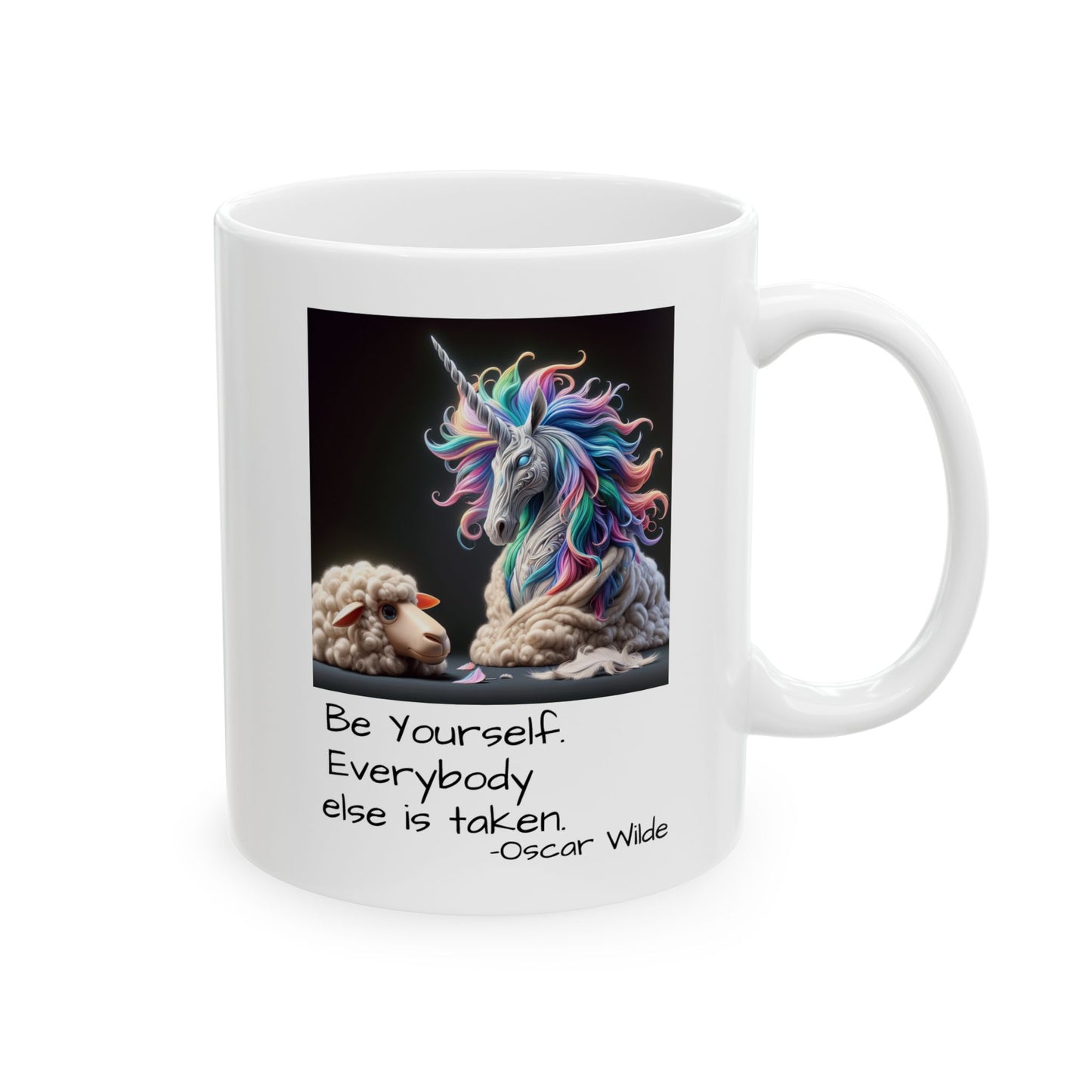 – Be Yourself Inspirational Mug – Rainbow Unicorn Mug – Oscar Wilde Quote – Motivational Mug