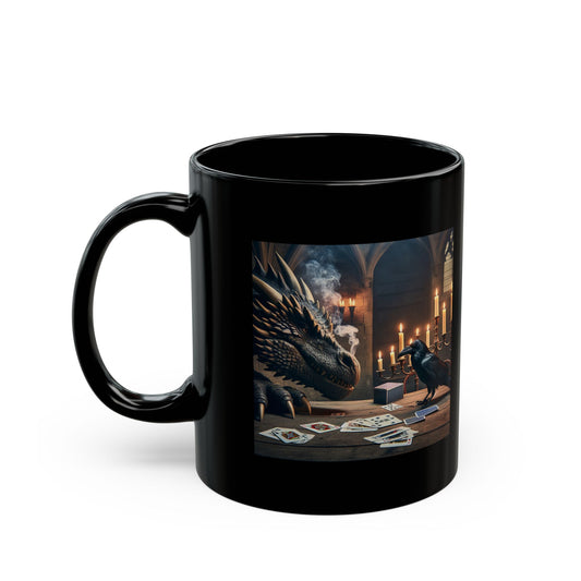 Fantasy Dragon Coffee Mug, 11oz Black Ceramic Mug, Dragon Lovers Gift, Wizarding Decor, Cozy Home Essentials