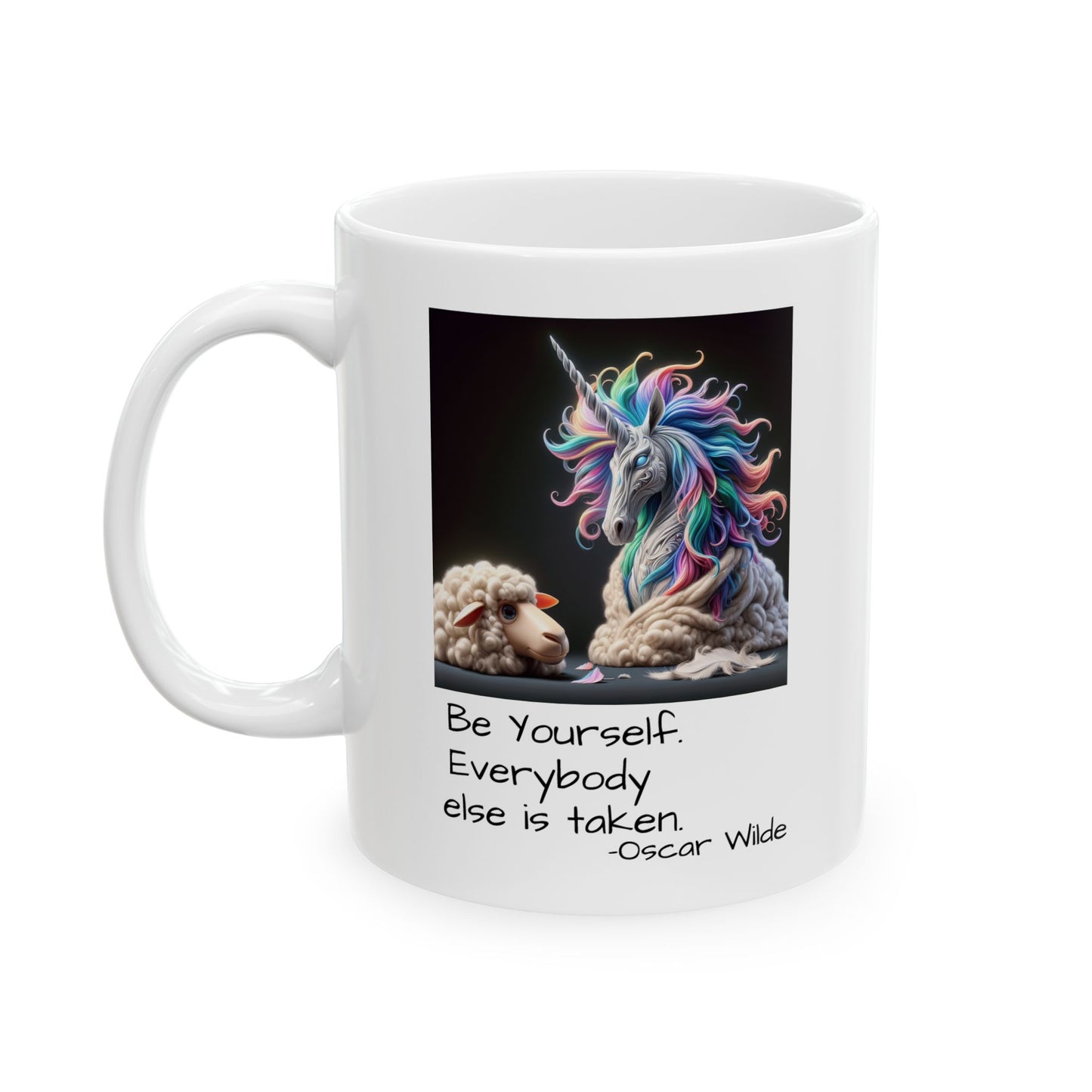 – Be Yourself Inspirational Mug – Rainbow Unicorn Mug – Oscar Wilde Quote – Motivational Mug