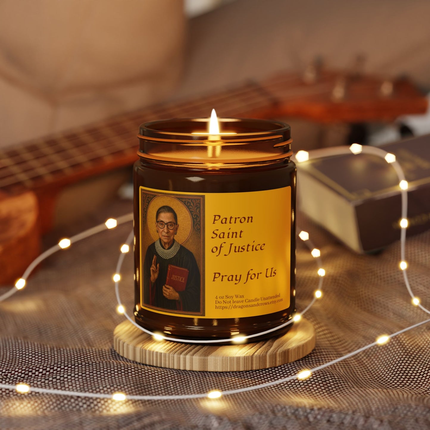 Patron Saint of Justice Scented Soy Candle, Amber Jar Candle, Spiritual Home Decor, Justice Themed Gift, Relaxing Aromatherapy Candle