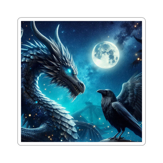 Fantasy dragon Kiss-cut Stickers - Mystical Art, Laptop Decals, Magical Decor, Gift for Fantasy Lovers, Artistic Wall Stickers