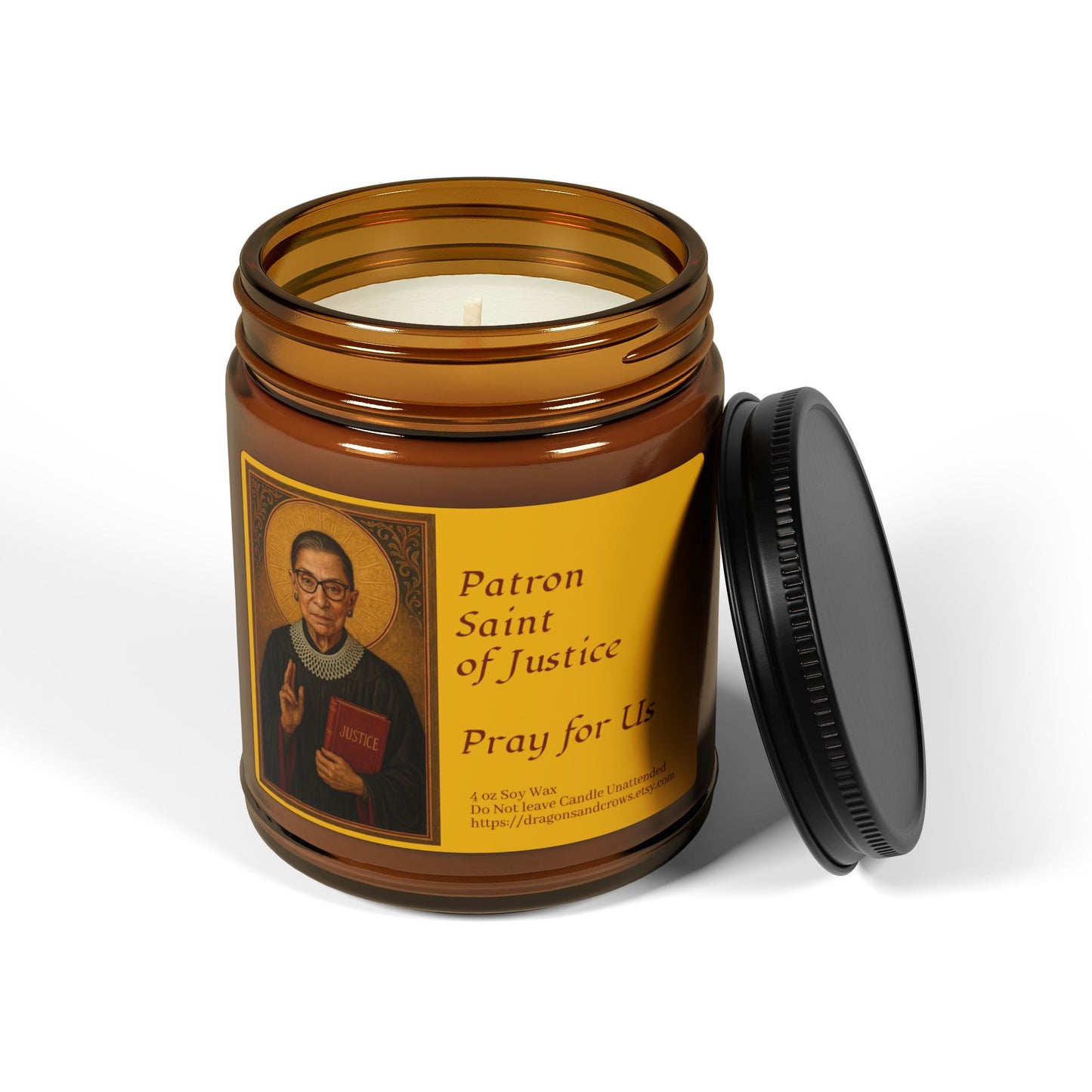 Patron Saint of Justice Scented Soy Candle, Amber Jar Candle, Spiritual Home Decor, Justice Themed Gift, Relaxing Aromatherapy Candle