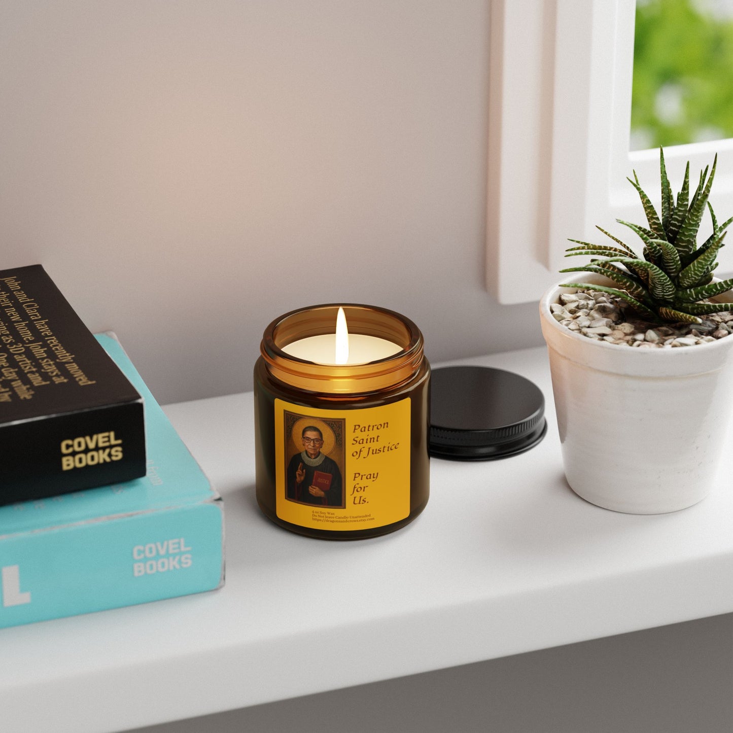 Patron Saint of Justice Scented Soy Candle, Amber Jar Candle, Spiritual Home Decor, Justice Themed Gift, Relaxing Aromatherapy Candle