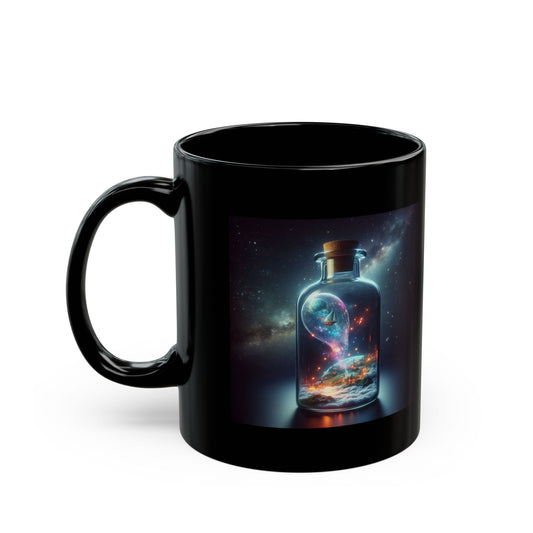 Cosmic Black Coffee Mug, Space Themed Mug, Galaxy Gift, Astronaut Mug, Universe Lover's Coffee Cup, Unique Drinkware