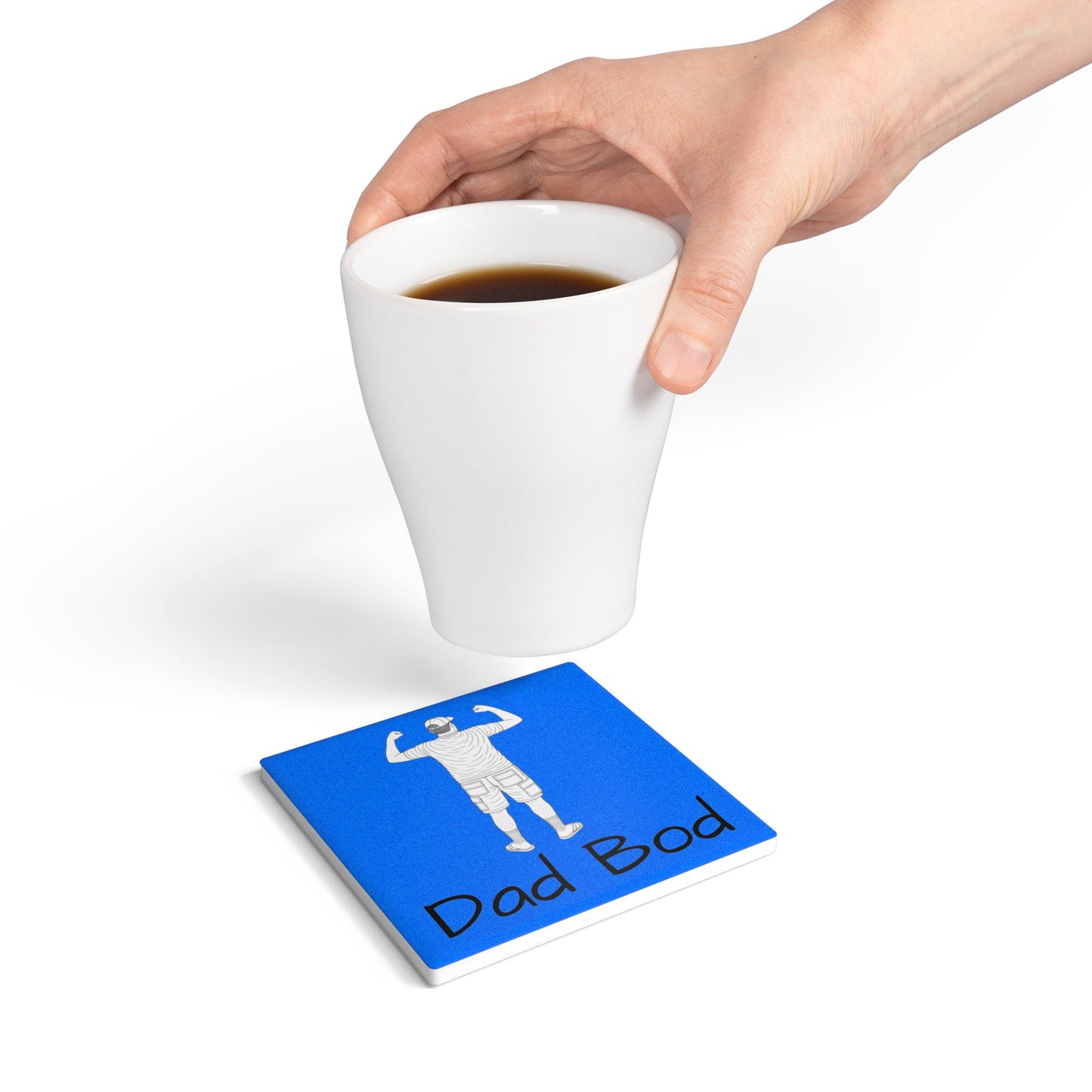 Funny Dad Bod Ceramic Coaster - Humorous Kitchen Decor, Gift for Dads, Father's Day, Home Bar Accessory, Coaster Set