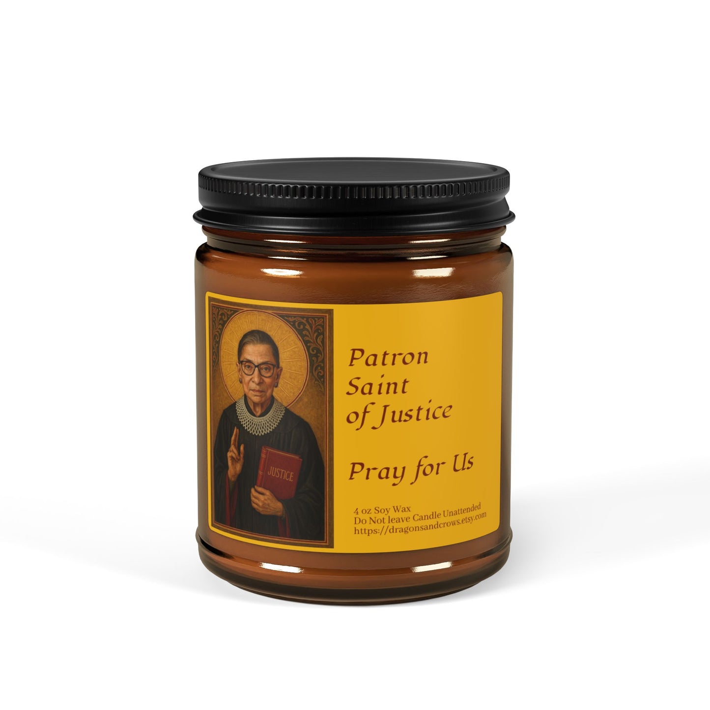 Patron Saint of Justice Scented Soy Candle, Amber Jar Candle, Spiritual Home Decor, Justice Themed Gift, Relaxing Aromatherapy Candle
