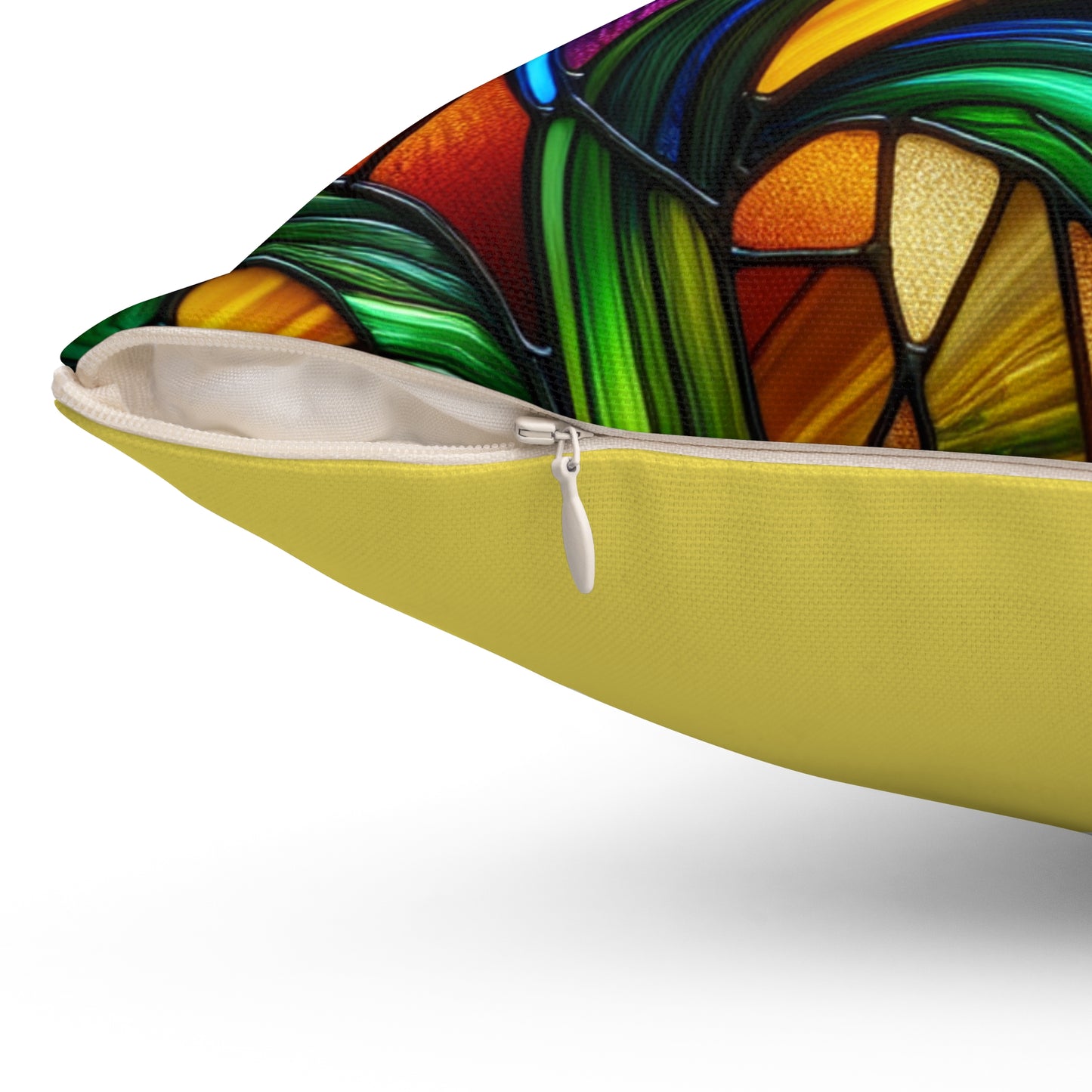 Vibrant Sunflower Decorative Pillow - Colorful Stained Glass Design