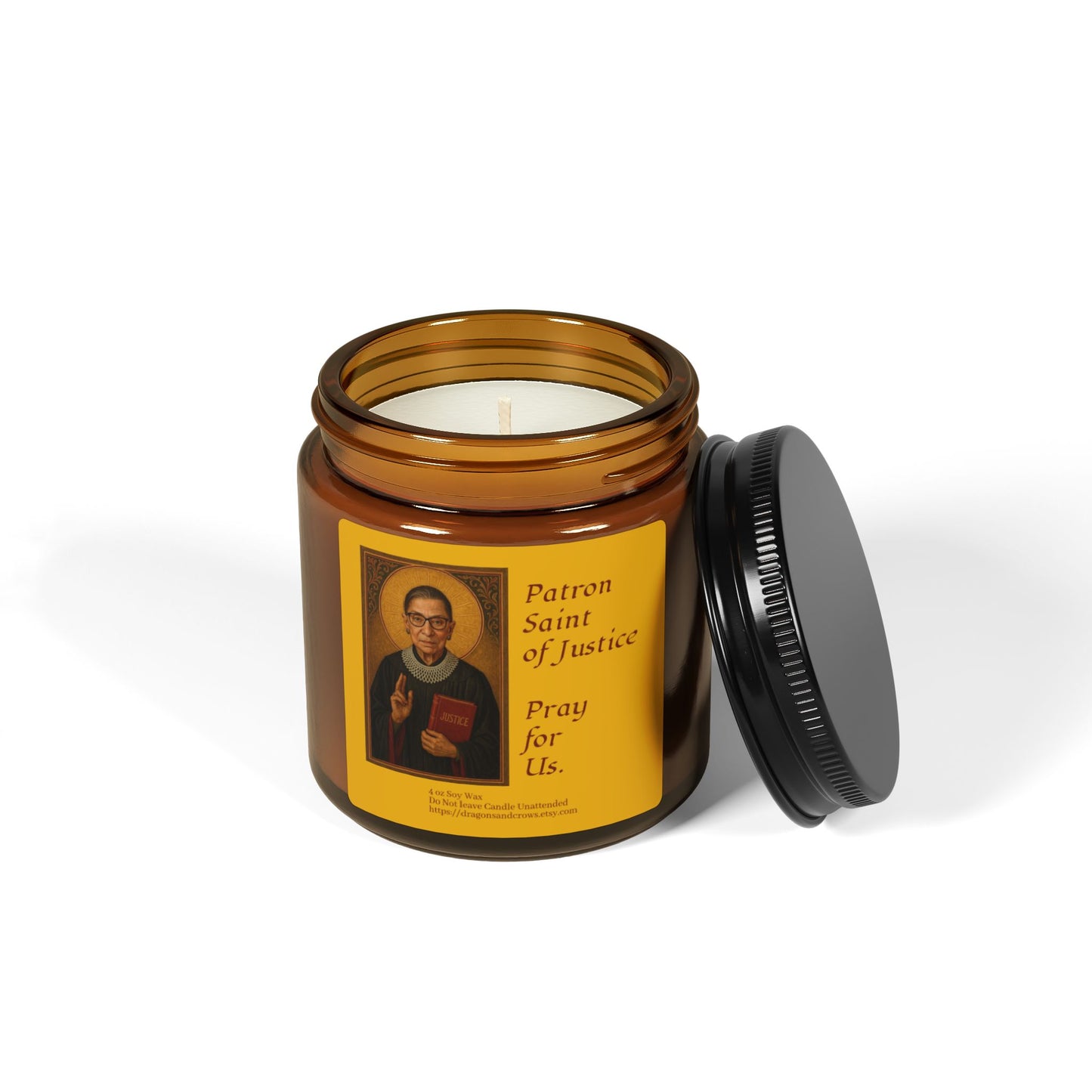 Patron Saint of Justice Scented Soy Candle, Amber Jar Candle, Spiritual Home Decor, Justice Themed Gift, Relaxing Aromatherapy Candle