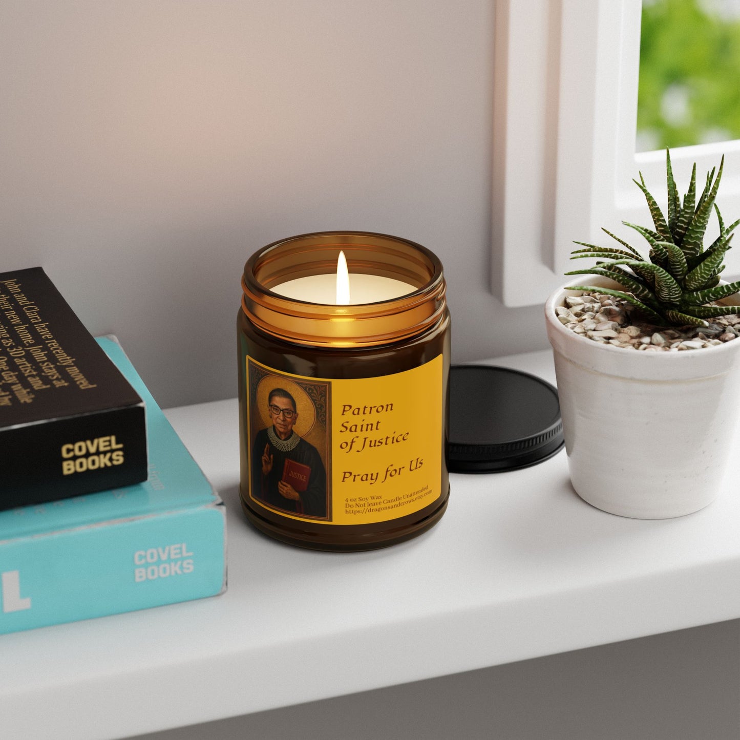 Patron Saint of Justice Scented Soy Candle, Amber Jar Candle, Spiritual Home Decor, Justice Themed Gift, Relaxing Aromatherapy Candle